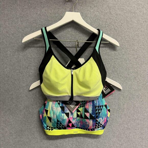 Victoria’s Secret VSX Sports Bra 34D NWT 2pc Lightweight &Knockout Front Close - Picture 1 of 9